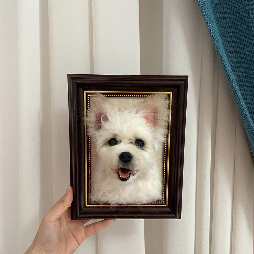Custom Wool Felt Framed Pet Portrait
